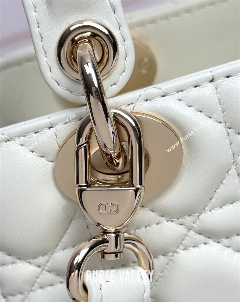 Dior Small Lady Dior My ABCDior Bag in Cannage Lambskin with Bow White 2026 D6604 (XXG-260408094)