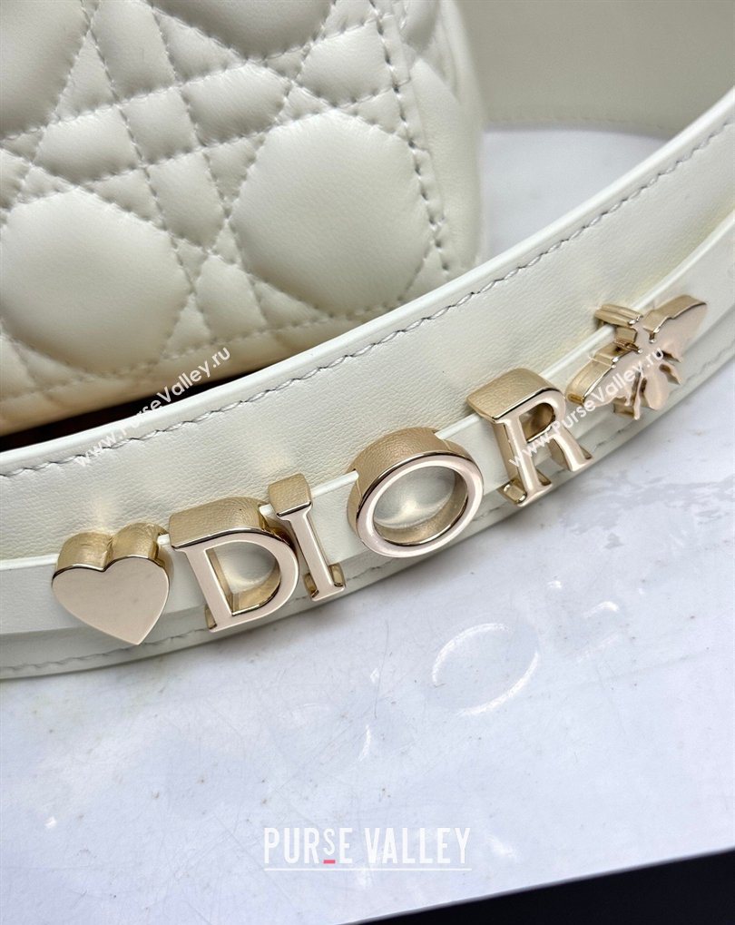 Dior Small Lady Dior My ABCDior Bag in Cannage Lambskin with Bow White 2026 D6604 (XXG-260408094)