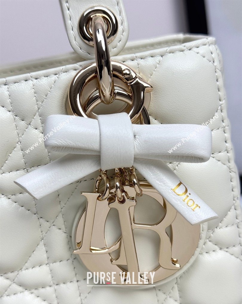 Dior Small Lady Dior My ABCDior Bag in Cannage Lambskin with Bow White 2026 D6604 (XXG-260408094)