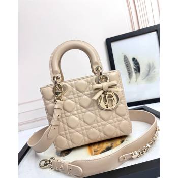Dior Small Lady Dior My ABCDior Bag in Cannage Lambskin with Bow Beige Apricot 2026 D6604 (XXG-260408095)