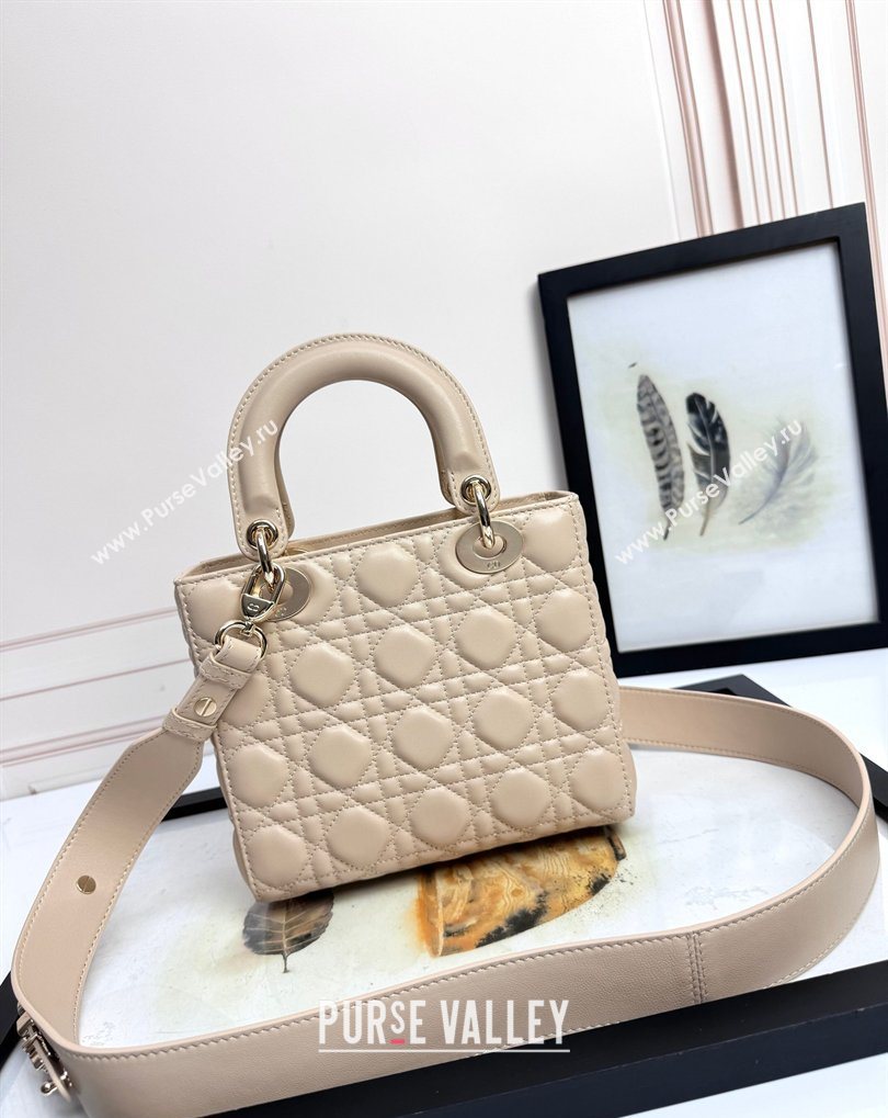 Dior Small Lady Dior My ABCDior Bag in Cannage Lambskin with Bow Beige Apricot 2026 D6604 (XXG-260408095)