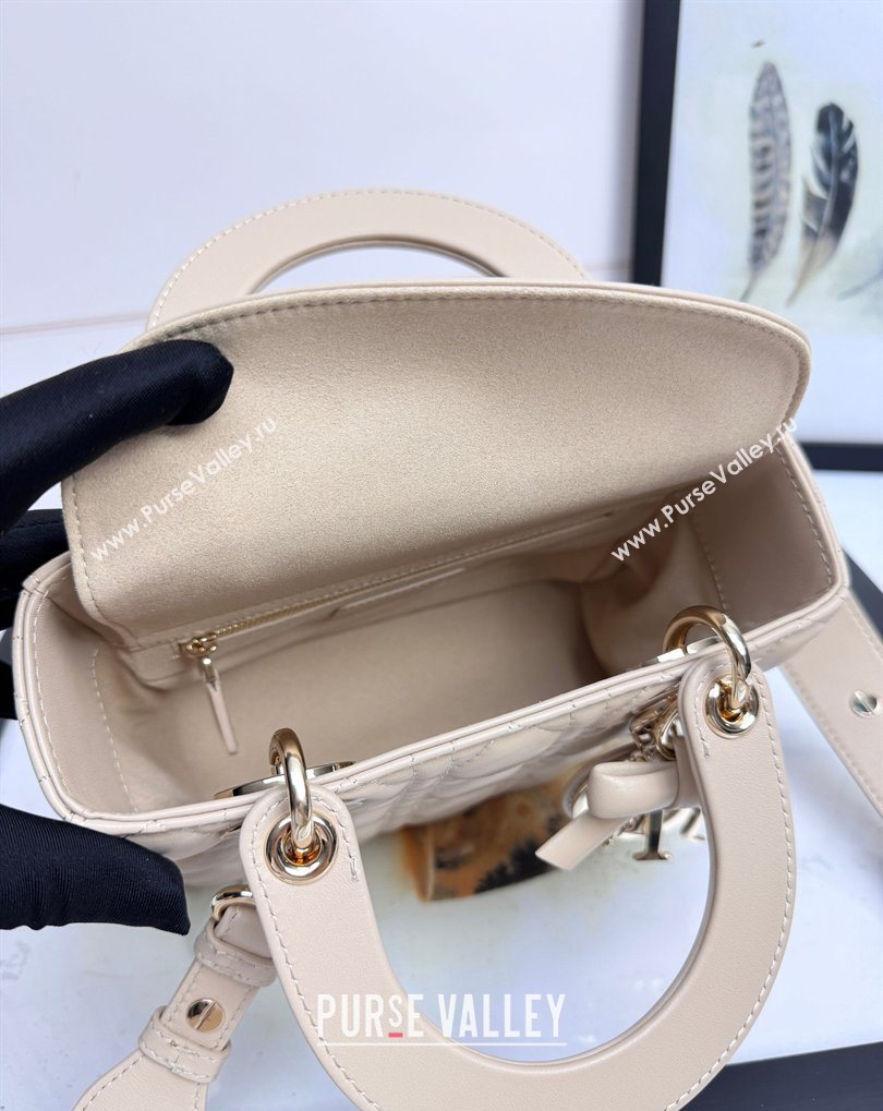 Dior Small Lady Dior My ABCDior Bag in Cannage Lambskin with Bow Beige Apricot 2026 D6604 (XXG-260408095)