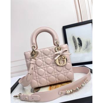 Dior Small Lady Dior My ABCDior Bag in Cannage Lambskin with Bow Blush Pink 2026 D6604 (XXG-260408096)
