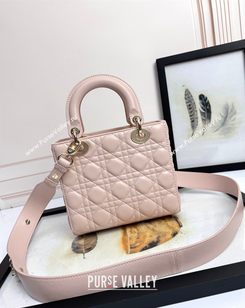Dior Small Lady Dior My ABCDior Bag in Cannage Lambskin with Bow Blush Pink 2026 D6604 (XXG-260408096)
