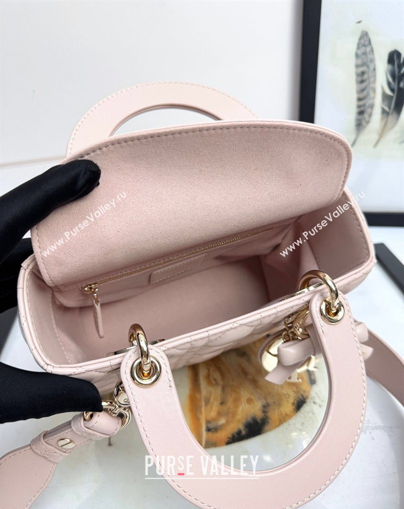 Dior Small Lady Dior My ABCDior Bag in Cannage Lambskin with Bow Blush Pink 2026 D6604 (XXG-260408096)