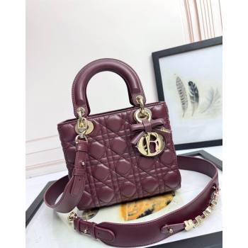 Dior Small Lady Dior My ABCDior Bag in Cannage Lambskin with Bow Burgundy 2026 D6604 (XXG-260408098)