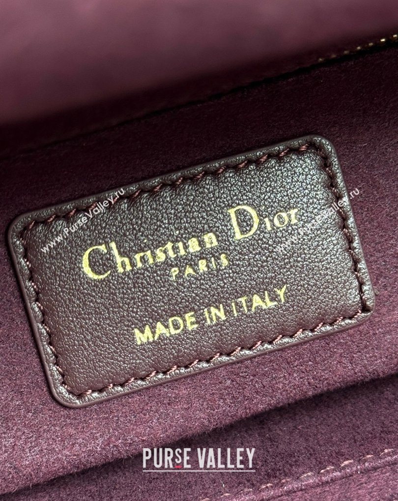 Dior Small Lady Dior My ABCDior Bag in Cannage Lambskin with Bow Burgundy 2026 D6604 (XXG-260408098)