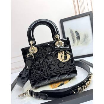 Dior Small Lady Dior My ABCDior Bag in Patent Cannage Leather with Bow Black 2026 D6604 (XXG-260408099)