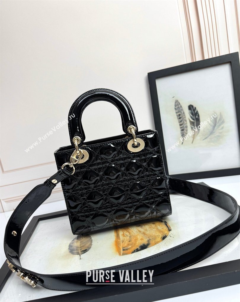 Dior Small Lady Dior My ABCDior Bag in Patent Cannage Leather with Bow Black 2026 D6604 (XXG-260408099)