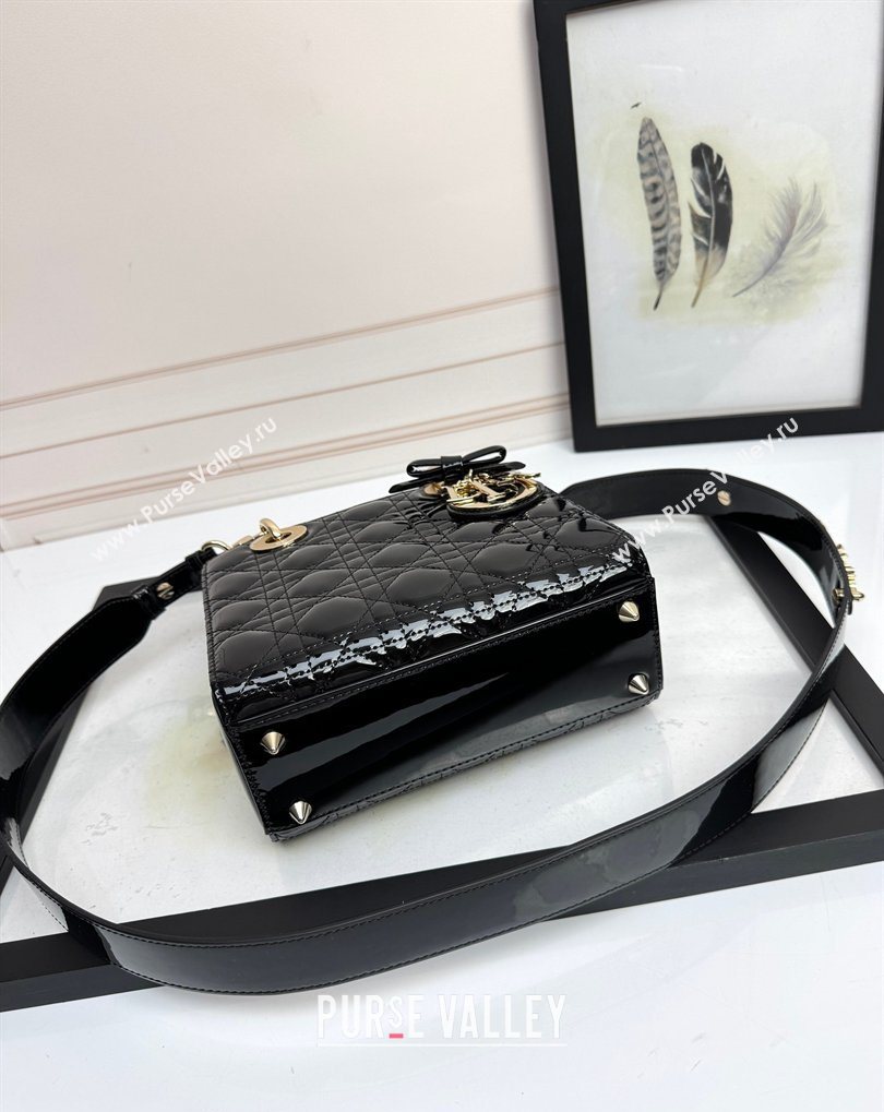 Dior Small Lady Dior My ABCDior Bag in Patent Cannage Leather with Bow Black 2026 D6604 (XXG-260408099)