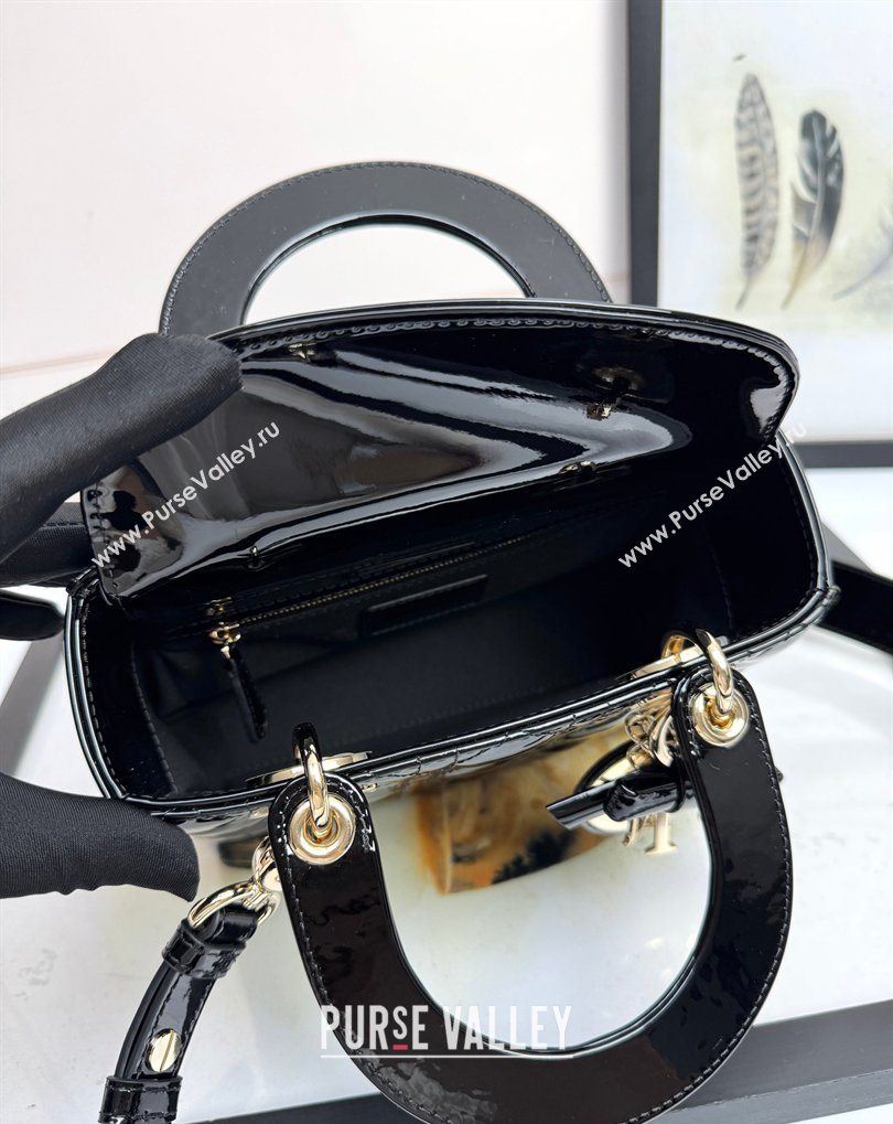 Dior Small Lady Dior My ABCDior Bag in Patent Cannage Leather with Bow Black 2026 D6604 (XXG-260408099)