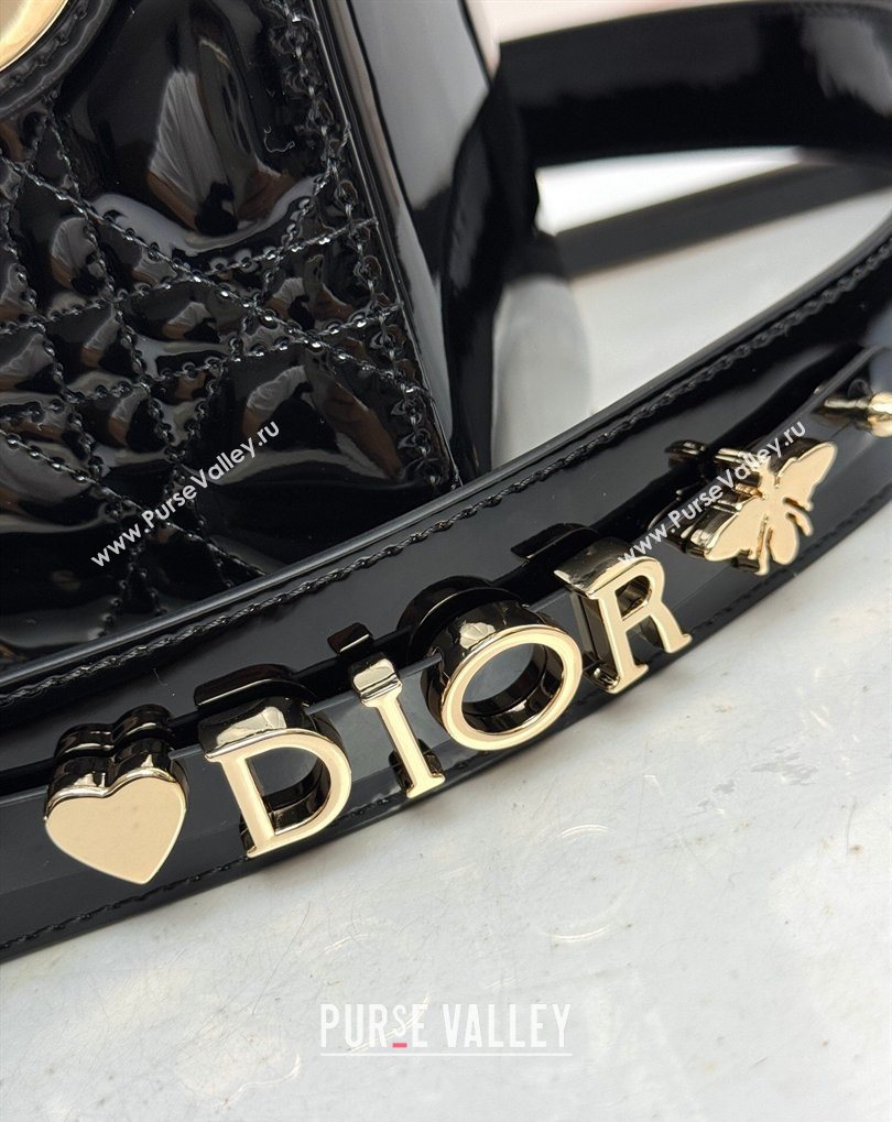 Dior Small Lady Dior My ABCDior Bag in Patent Cannage Leather with Bow Black 2026 D6604 (XXG-260408099)