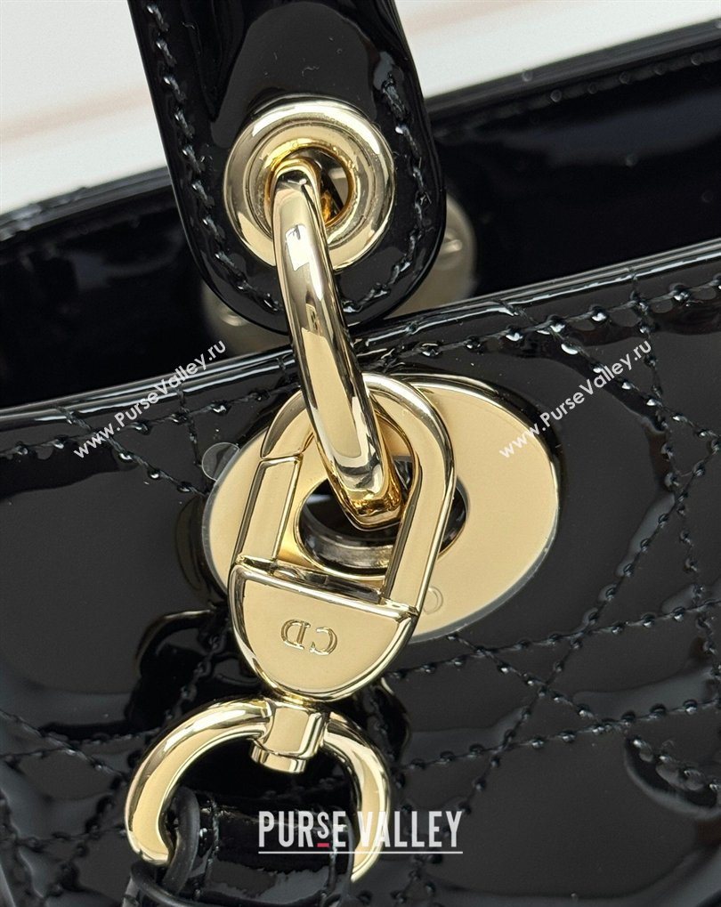 Dior Small Lady Dior My ABCDior Bag in Patent Cannage Leather with Bow Black 2026 D6604 (XXG-260408099)