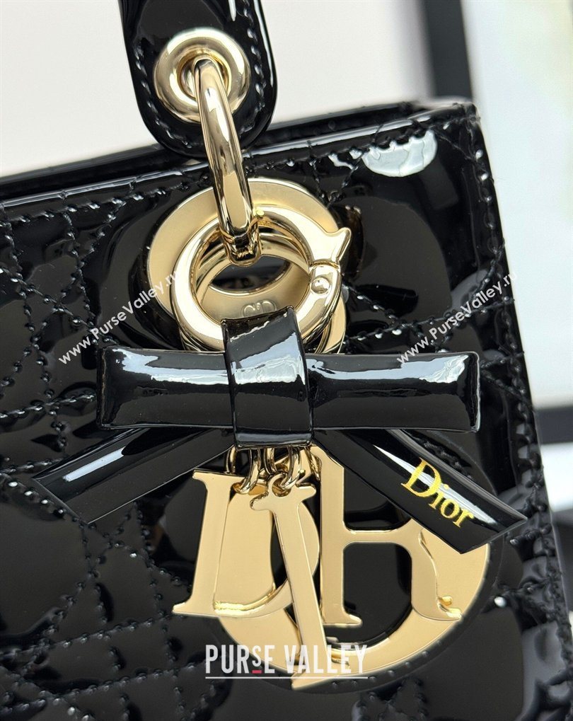 Dior Small Lady Dior My ABCDior Bag in Patent Cannage Leather with Bow Black 2026 D6604 (XXG-260408099)