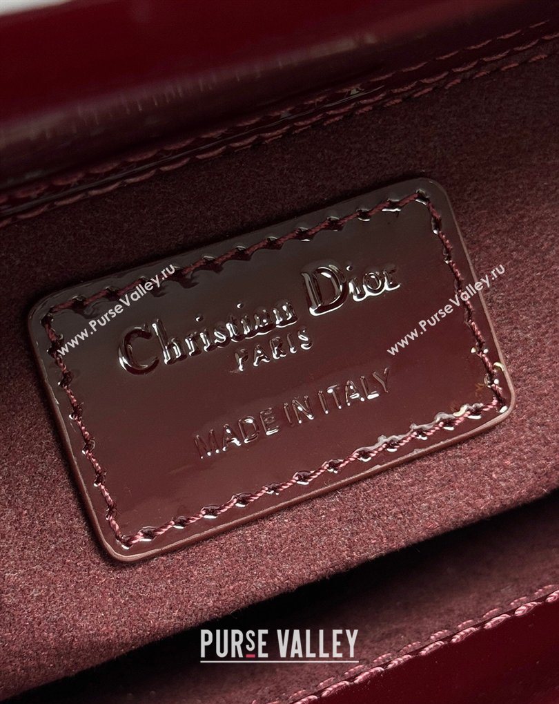 Dior Small Lady Dior My ABCDior Bag in Patent Cannage Leather with Bow Burgundy 2026 D6604 (XXG-260408100)