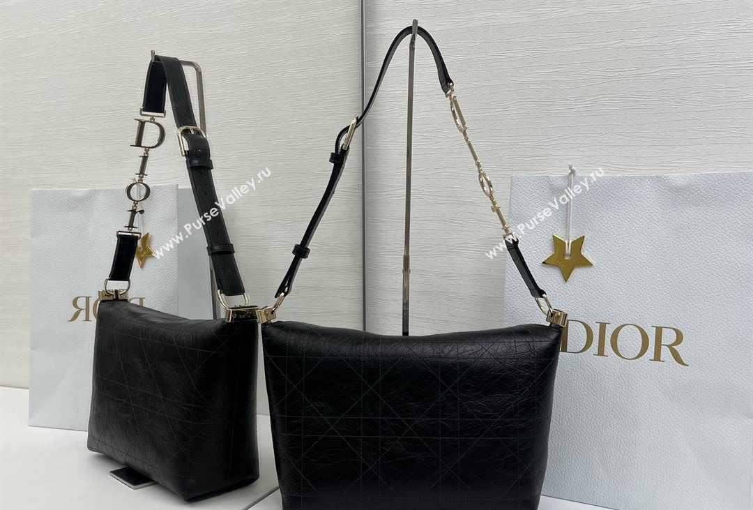 Dior Small Diorly Bag in Cannage Crinkled Calfskin Leather Black 2026 (XXG-260408101)