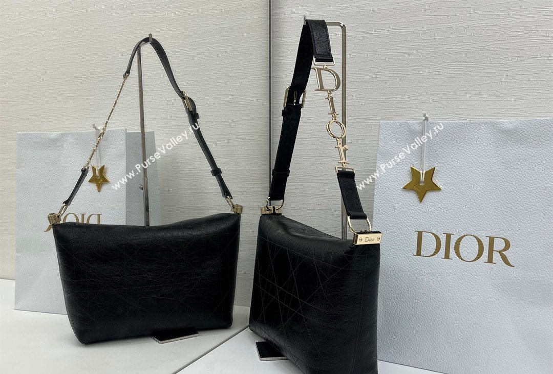 Dior Small Diorly Bag in Cannage Crinkled Calfskin Leather Black 2026 (XXG-260408101)