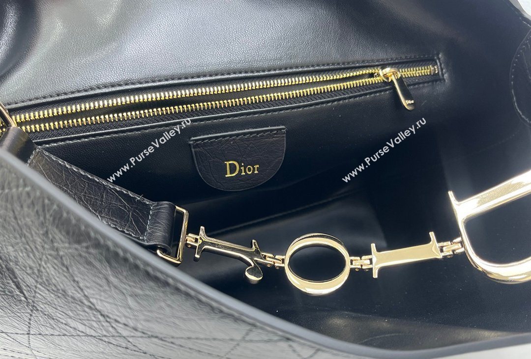 Dior Small Diorly Bag in Cannage Crinkled Calfskin Leather Black 2026 (XXG-260408101)