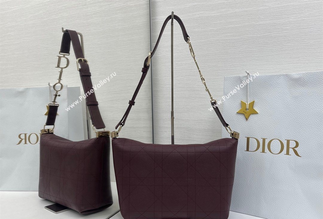 Dior Small Diorly Bag in Cannage Flat Calfskin Leather Burgundy 2026 (XXG-260408104)