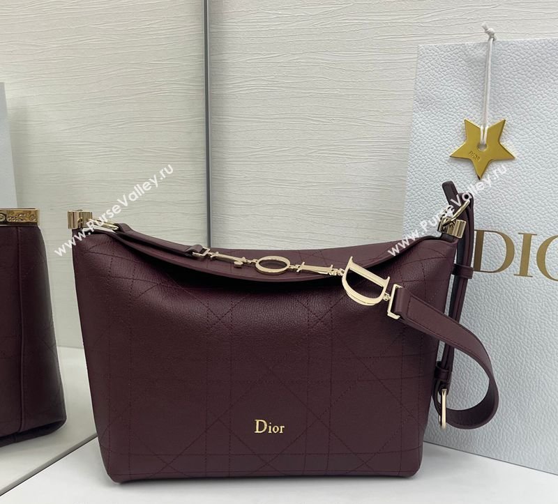 Dior Small Diorly Bag in Cannage Flat Calfskin Leather Burgundy 2026 (XXG-260408104)