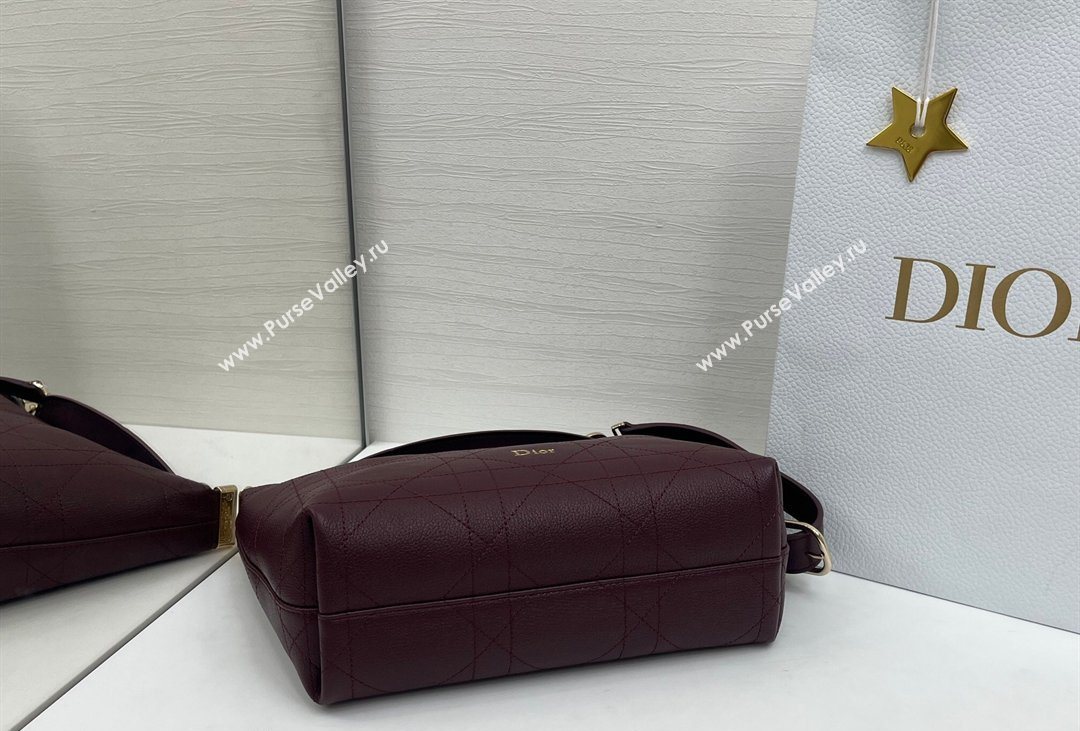 Dior Small Diorly Bag in Cannage Flat Calfskin Leather Burgundy 2026 (XXG-260408104)