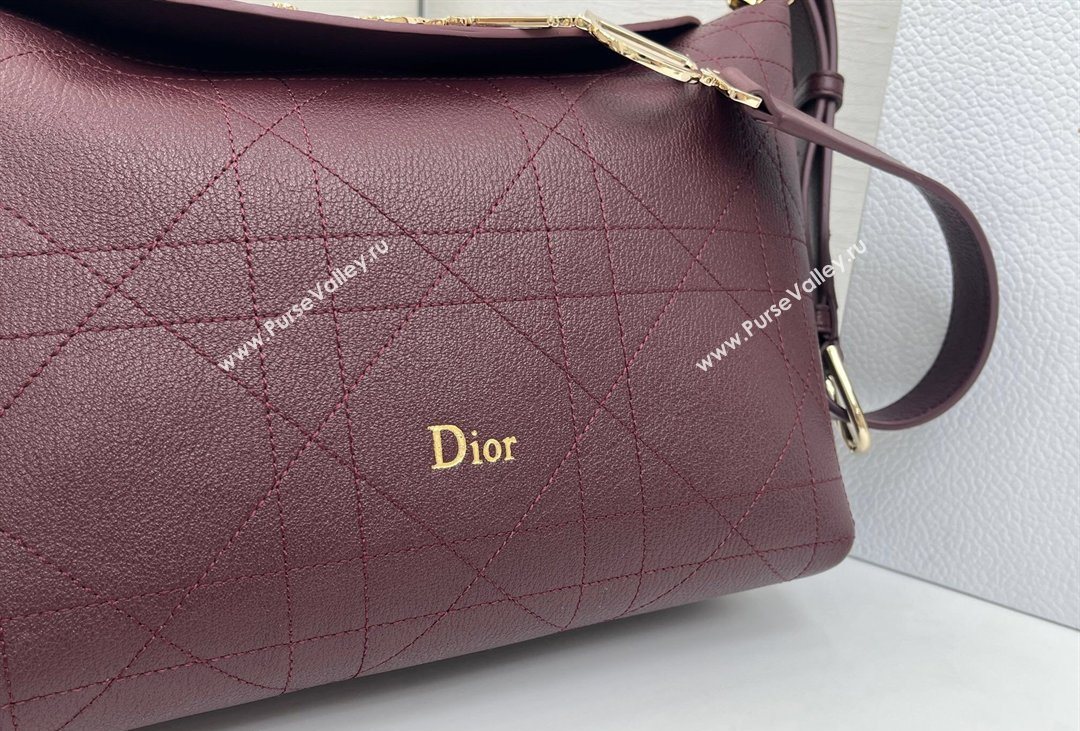 Dior Small Diorly Bag in Cannage Flat Calfskin Leather Burgundy 2026 (XXG-260408104)