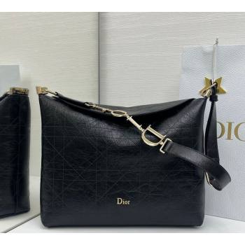 Dior Medium Diorly Bag in Cannage Crinkled Calfskin Leather Black 2026 (XXG-260408105)