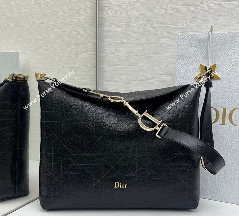 Dior Medium Diorly Bag in Cannage Crinkled Calfskin Leather Black 2026 (XXG-260408105)
