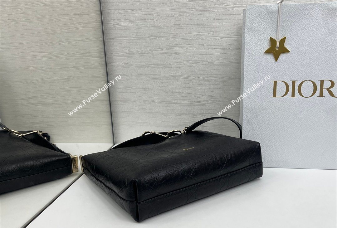 Dior Medium Diorly Bag in Cannage Crinkled Calfskin Leather Black 2026 (XXG-260408105)