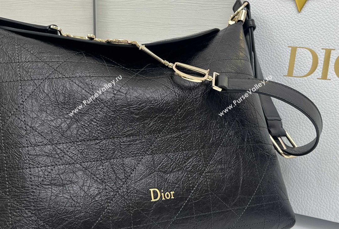 Dior Medium Diorly Bag in Cannage Crinkled Calfskin Leather Black 2026 (XXG-260408105)