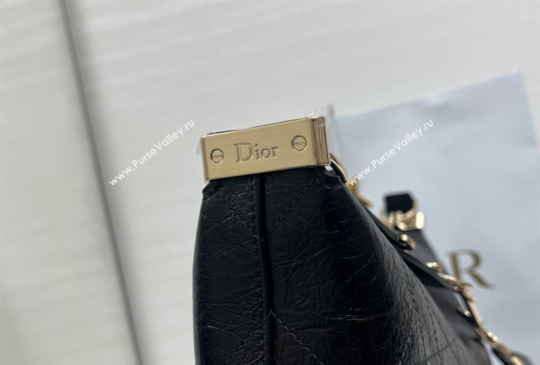 Dior Medium Diorly Bag in Cannage Crinkled Calfskin Leather Black 2026 (XXG-260408105)