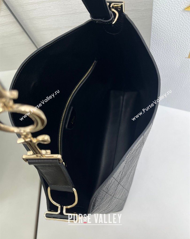 Dior Medium Diorly Bag in Cannage Crinkled Calfskin Leather Black 2026 (XXG-260408105)