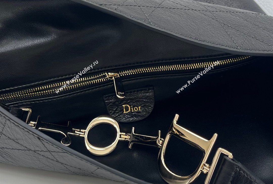 Dior Medium Diorly Bag in Cannage Crinkled Calfskin Leather Black 2026 (XXG-260408105)