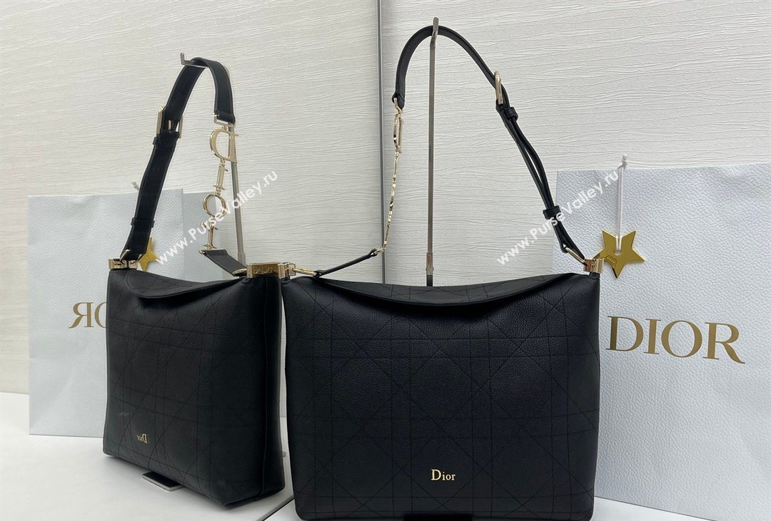 Dior Medium Diorly Bag in Cannage Flat Calfskin Leather Black 2026 (XXG-260408106)