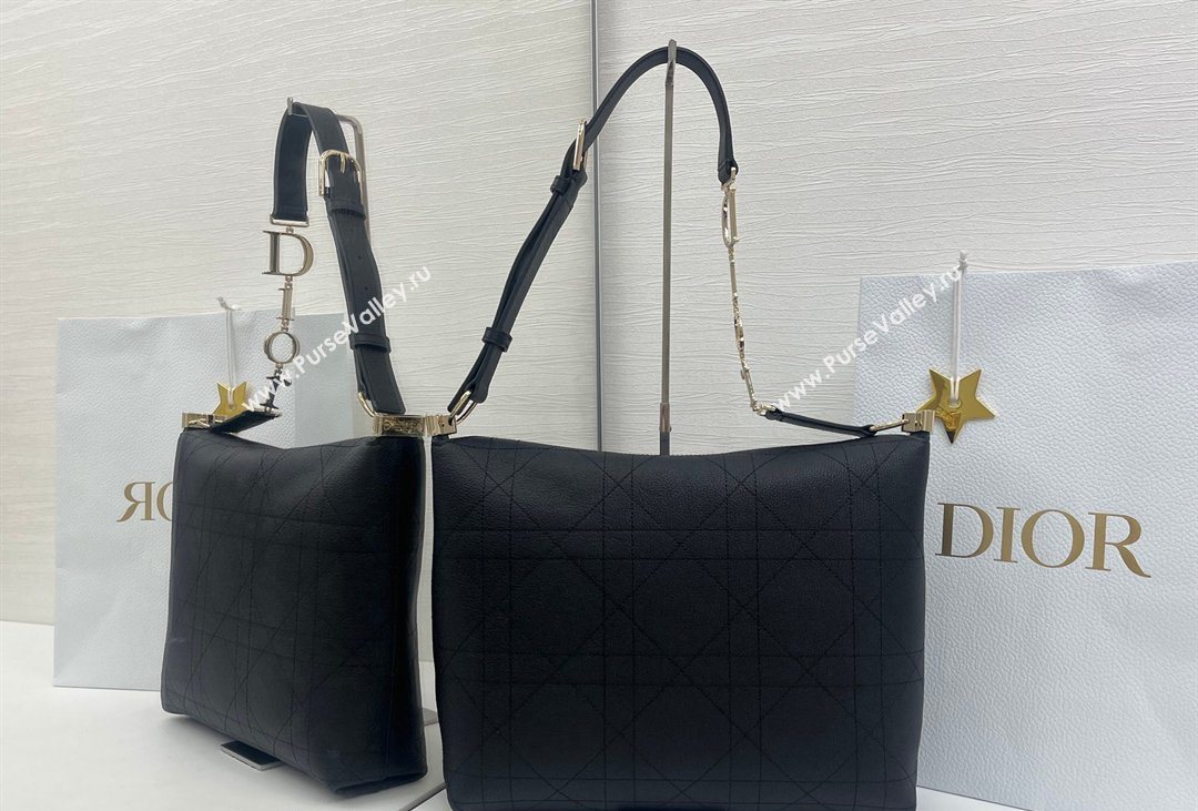 Dior Medium Diorly Bag in Cannage Flat Calfskin Leather Black 2026 (XXG-260408106)