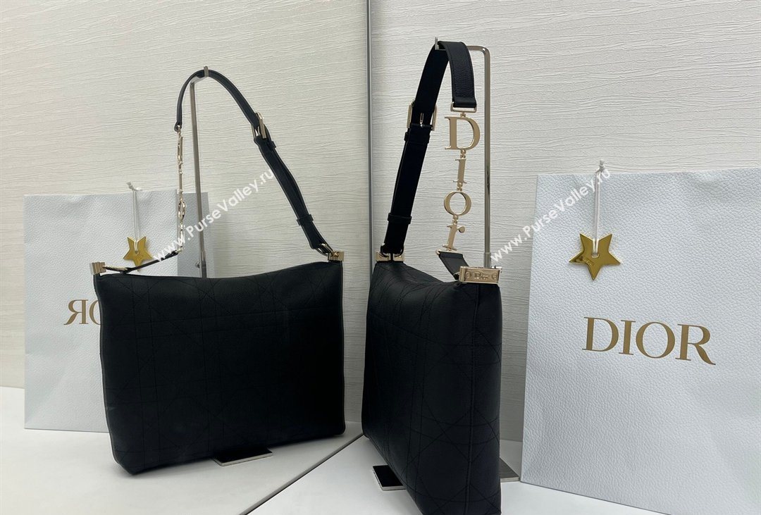 Dior Medium Diorly Bag in Cannage Flat Calfskin Leather Black 2026 (XXG-260408106)