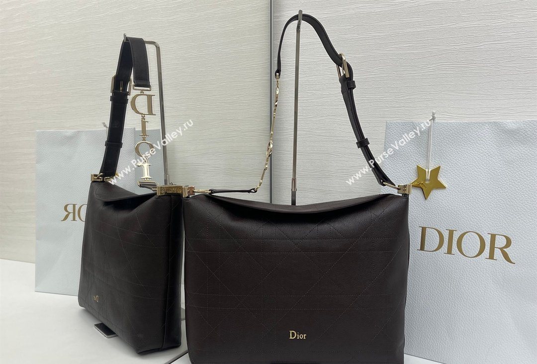 Dior Medium Diorly Bag in Cannage Flat Calfskin Leather Brown 2026 (XXG-260408107)