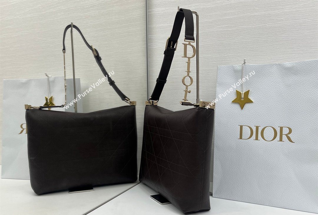 Dior Medium Diorly Bag in Cannage Flat Calfskin Leather Brown 2026 (XXG-260408107)