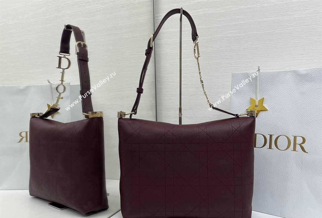 Dior Medium Diorly Bag in Cannage Flat Calfskin Leather Burgundy 2026 (XXG-260408108)