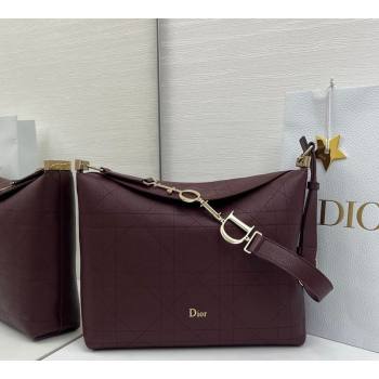 Dior Medium Diorly Bag in Cannage Flat Calfskin Leather Burgundy 2026 (XXG-260408108)