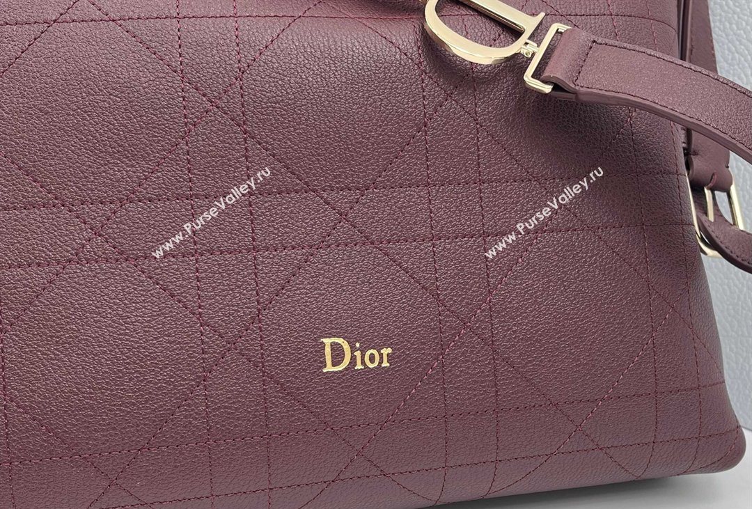 Dior Medium Diorly Bag in Cannage Flat Calfskin Leather Burgundy 2026 (XXG-260408108)