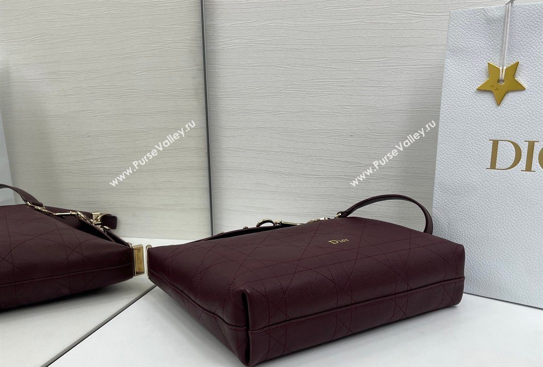 Dior Medium Diorly Bag in Cannage Flat Calfskin Leather Burgundy 2026 (XXG-260408108)