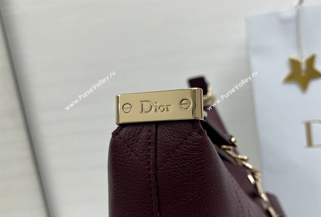 Dior Medium Diorly Bag in Cannage Flat Calfskin Leather Burgundy 2026 (XXG-260408108)