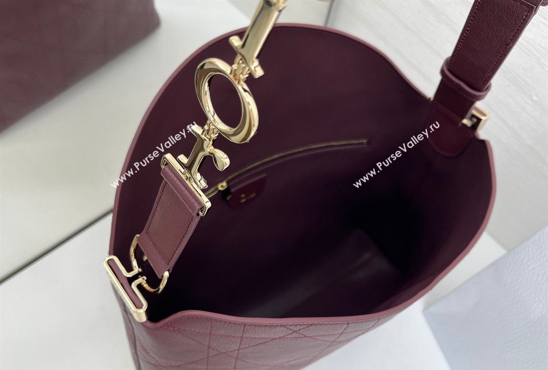 Dior Medium Diorly Bag in Cannage Flat Calfskin Leather Burgundy 2026 (XXG-260408108)