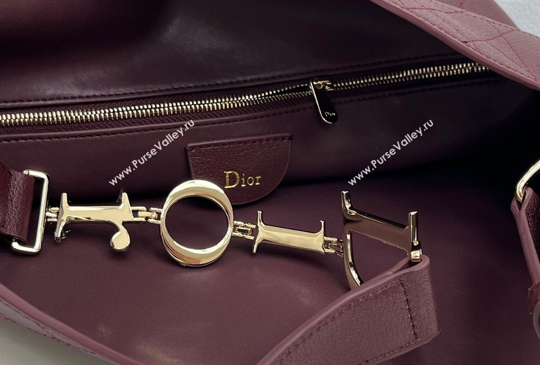 Dior Medium Diorly Bag in Cannage Flat Calfskin Leather Burgundy 2026 (XXG-260408108)