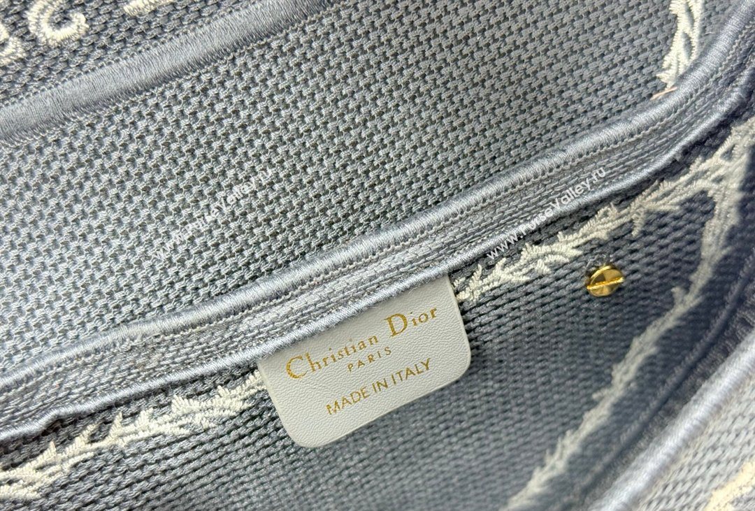 Dior Medium Saddle Bag with Strap in Blue and White Book Cover Embroidery 2026 D9930 (XXG-260408109)