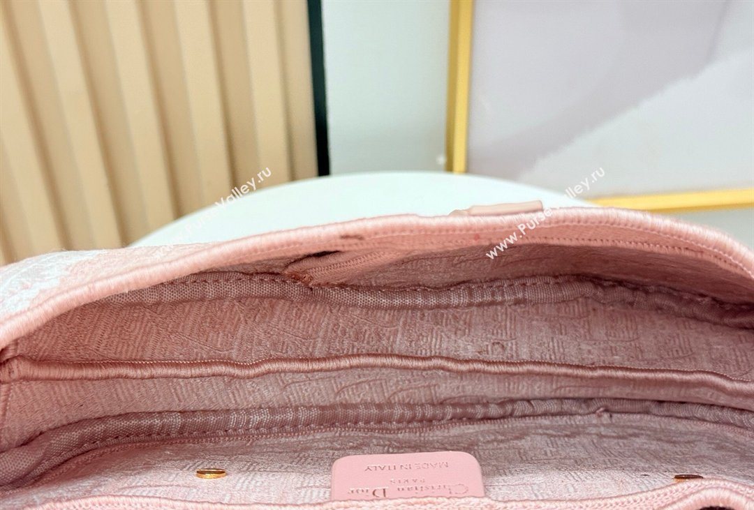 Dior Dioramour Medium Saddle Bag with Strap in Soupir Pink Dior Oblique Embroidery and White Lace 2026 (XXG-260408110)