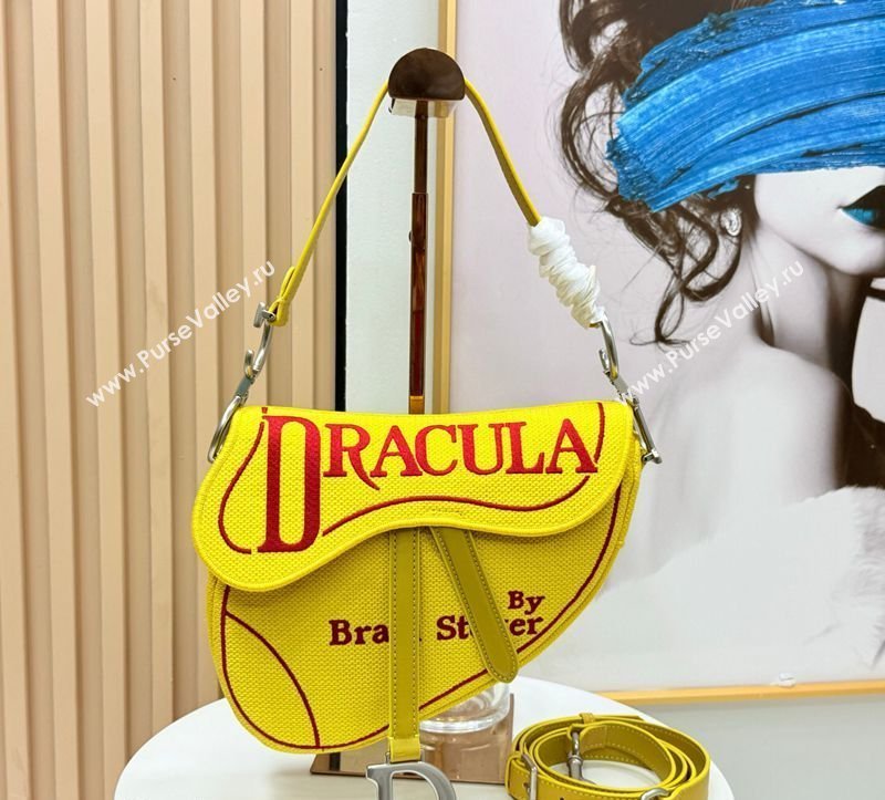 Dior Medium Saddle Bag with Strap in Yellow and Red Book Cover Embroidery 2026 D9930 (XXG-260408111)