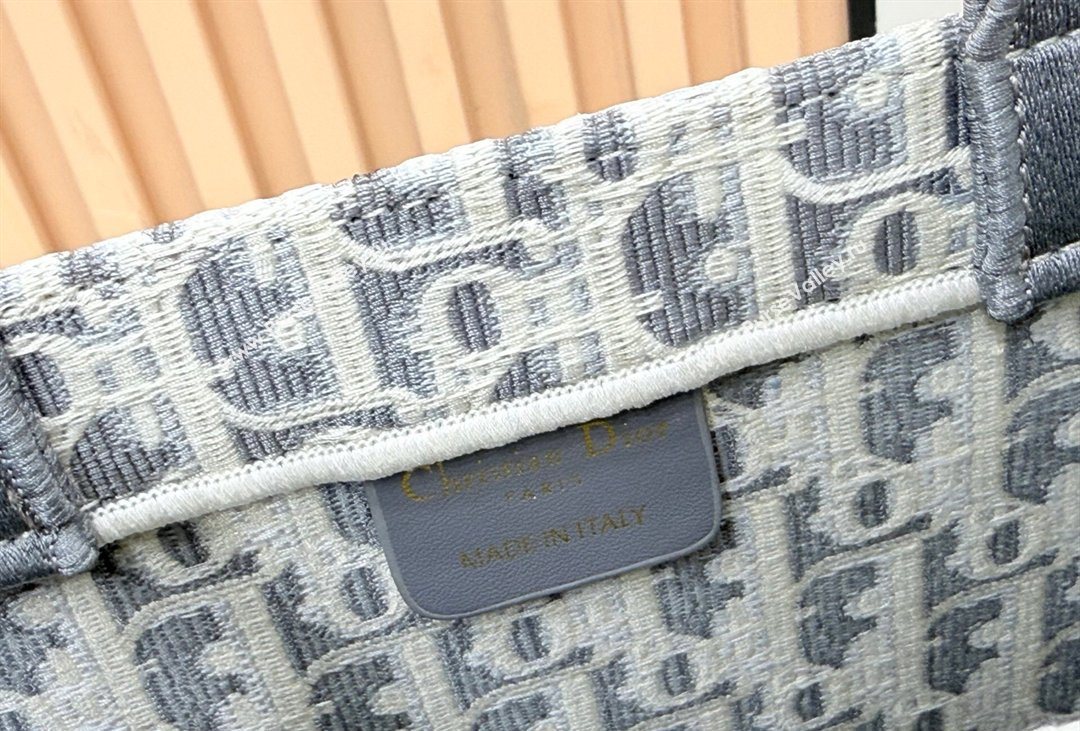 Dior Mens Medium Book Tote Bag in Latte White and Grey Dior Oblique Embroidery and White Lace 2026 8834 (BF-260408114)