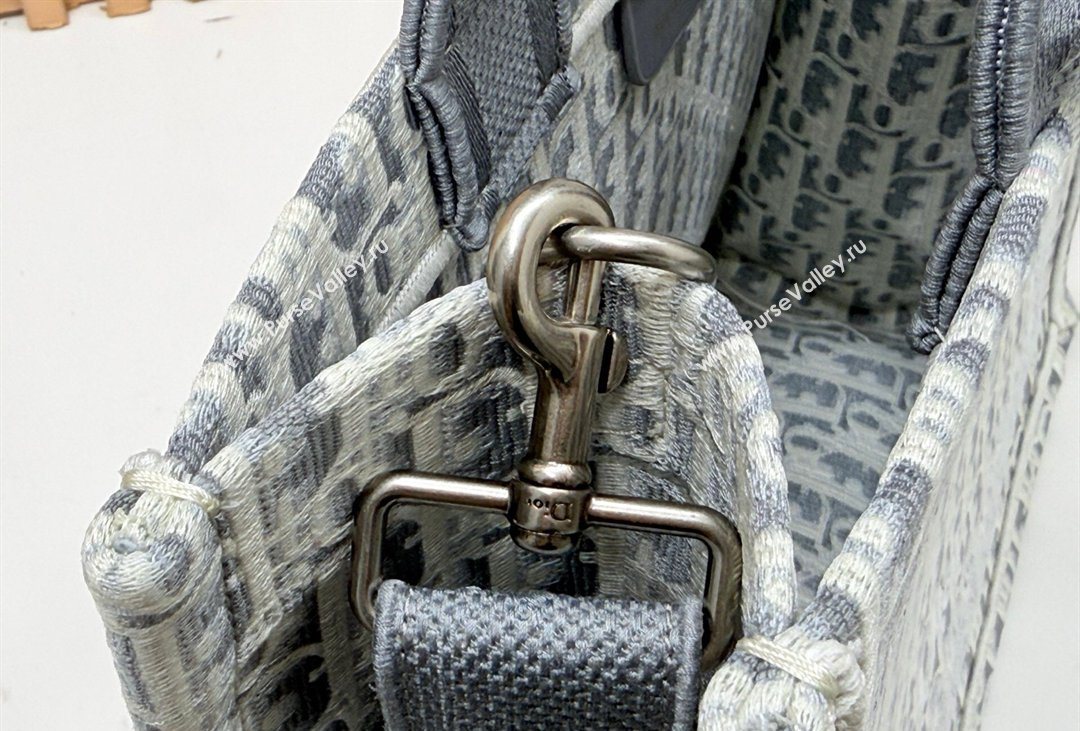 Dior Mens Medium Book Tote Bag in Latte White and Grey Dior Oblique Embroidery and White Lace 2026 8834 (BF-260408114)